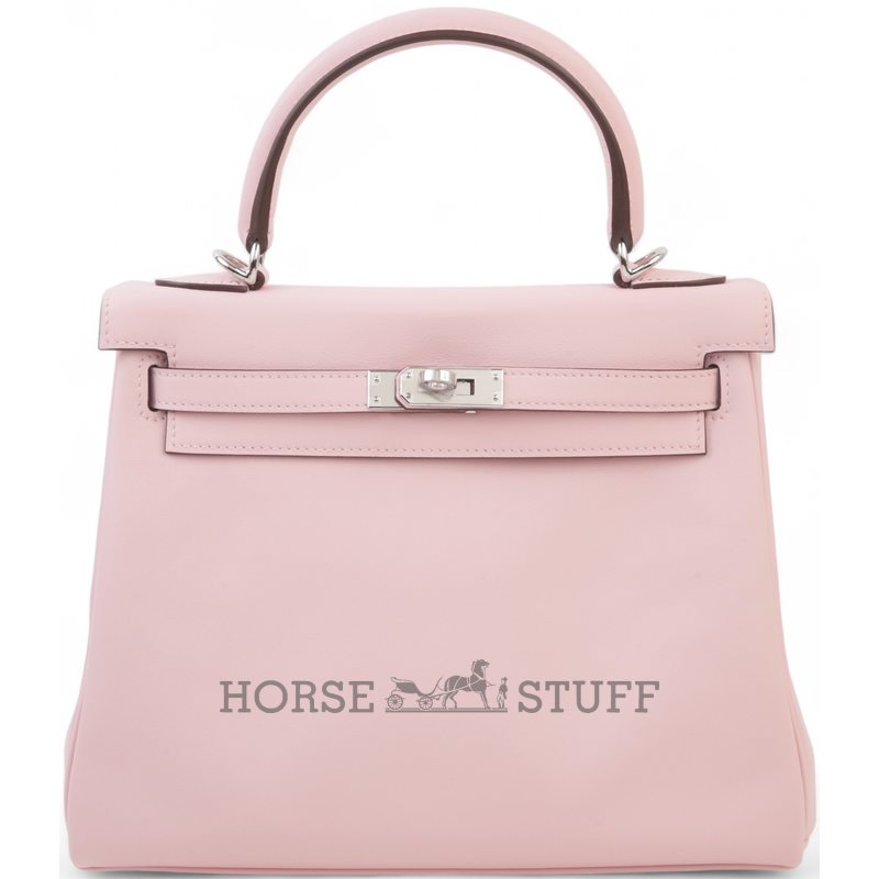 Hermès Kelly Retourne 25 Rose Sakura Swift PHW