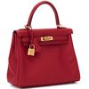 Hermès Kelly Retourne 25 Rouge Casaque Swift GHW