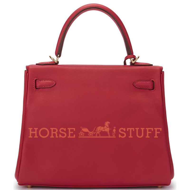 Hermès Kelly Retourne 25 Rouge Casaque Swift GHW