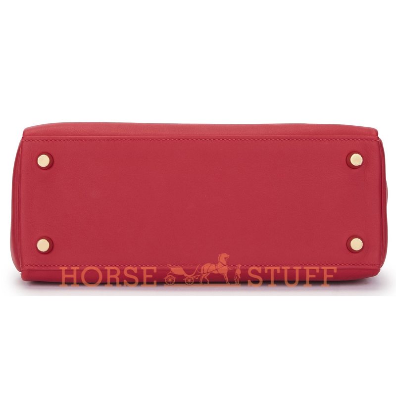 Hermès Kelly Retourne 25 Rouge Casaque Swift GHW