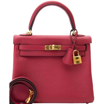 Hermès Kelly Retourne 25 Rouge Grenat Swift GHW 