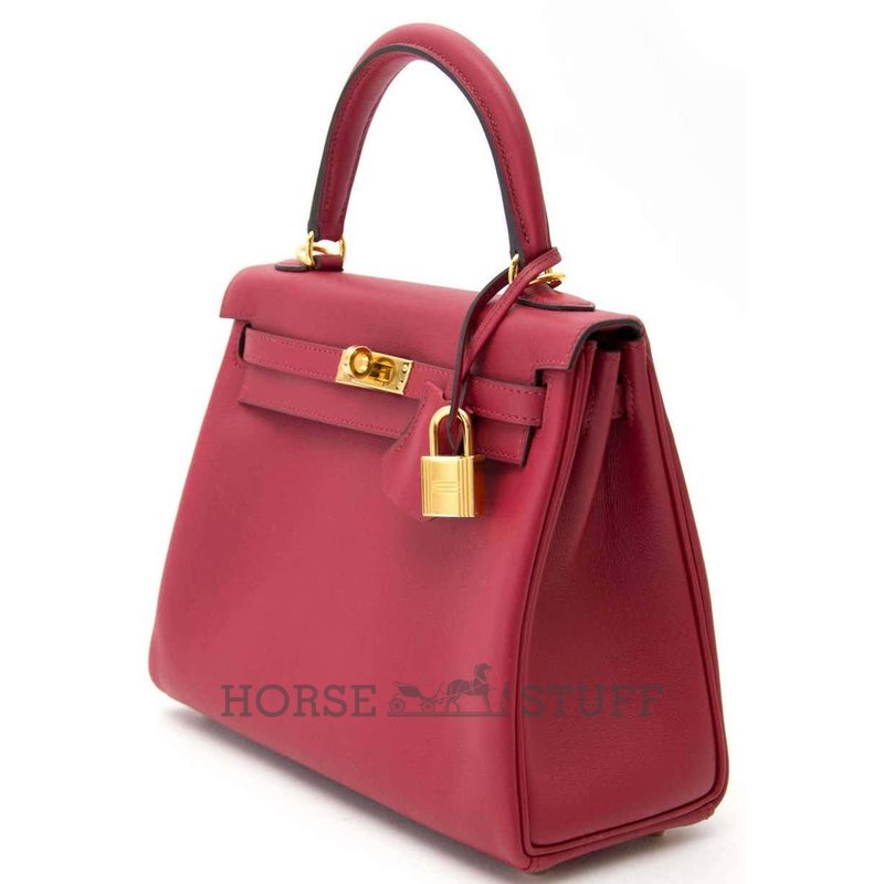 Hermès Kelly Retourne 25 Rouge Grenat Swift GHW