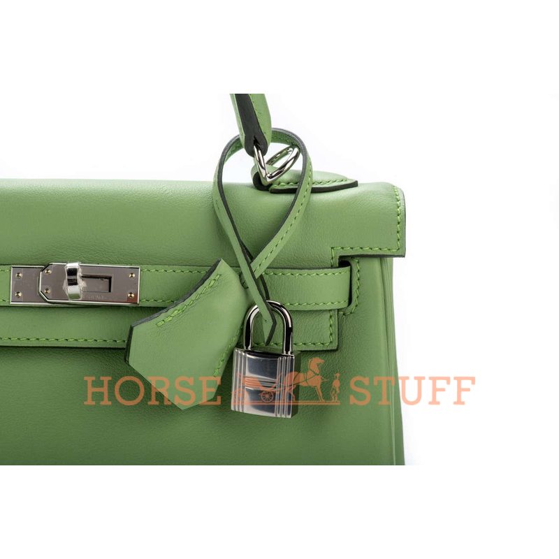 Hermès Kelly Retourne 25 Vert Criquet Swift PHW