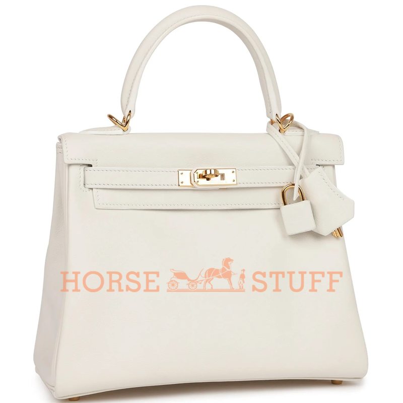 Hermès Kelly Retourne 25 White Swift GHW