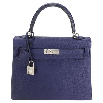 Hermès Kelly Retourne 25 Blue Encre Togo PHW