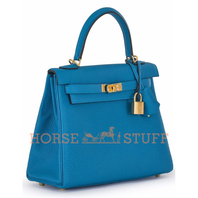 Hermès Kelly Retourne 25 Blue Frida Togo GHW