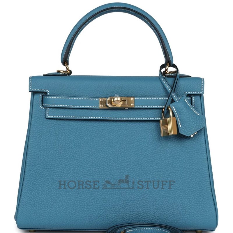 Hermès Kelly Retourne 25 Blue Jean Togo GHW