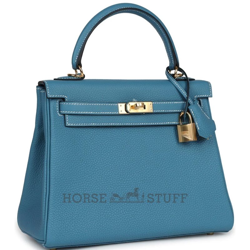 Hermès Kelly Retourne 25 Blue Jean Togo GHW