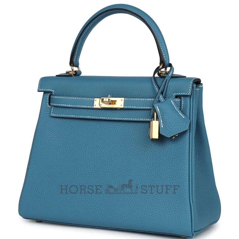 Hermès Kelly Retourne 25 Blue Jean Togo GHW