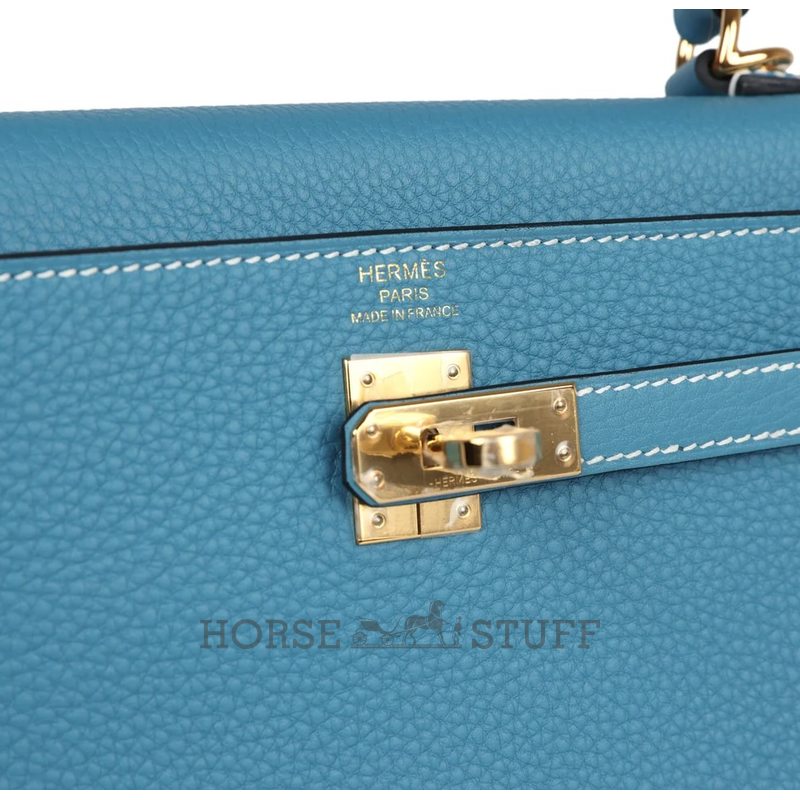 Hermès Kelly Retourne 25 Blue Jean Togo GHW