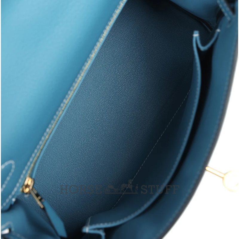 Hermès Kelly Retourne 25 Blue Jean Togo GHW