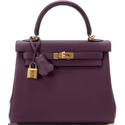 Hermès Kelly Retourne 25 Cassis Togo GHW