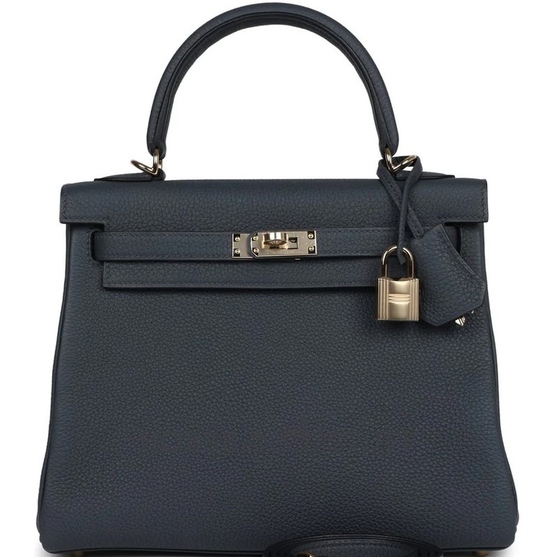 Hermès Kelly Retourne 25 Gris Misty Togo Permabrass HW