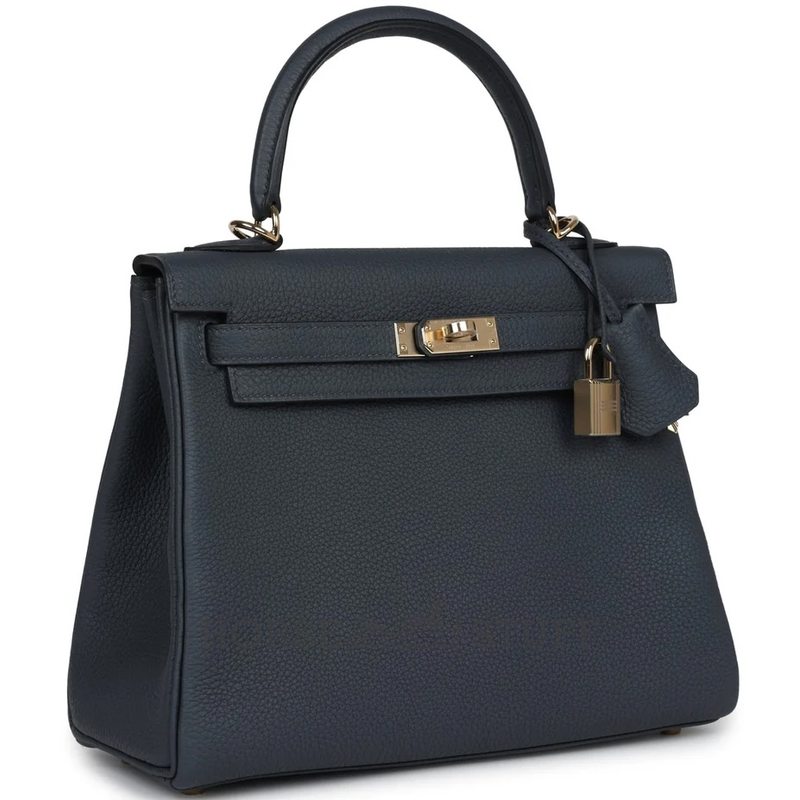 Hermès Kelly Retourne 25 Gris Misty Togo Permabrass HW