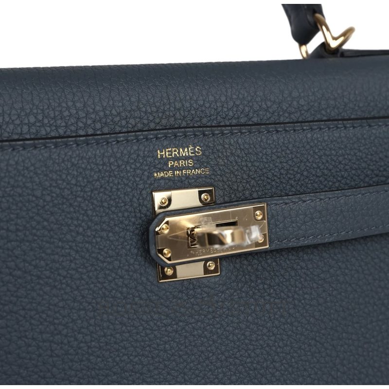 Hermès Kelly Retourne 25 Gris Misty Togo Permabrass HW