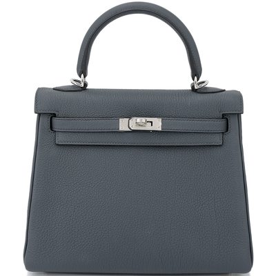 Hermès Kelly Retourne 25 Gris Misty Togo PHW