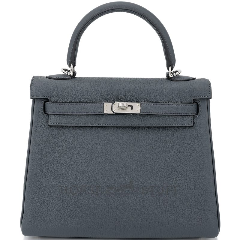Hermès Kelly Retourne 25 Gris Misty Togo PHW