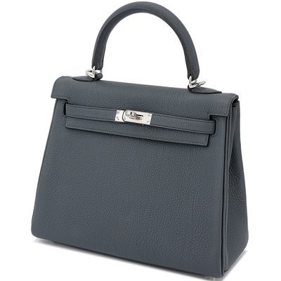 Hermès Kelly Retourne 25 Gris Misty Togo PHW