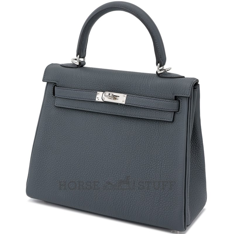 Hermès Kelly Retourne 25 Gris Misty Togo PHW