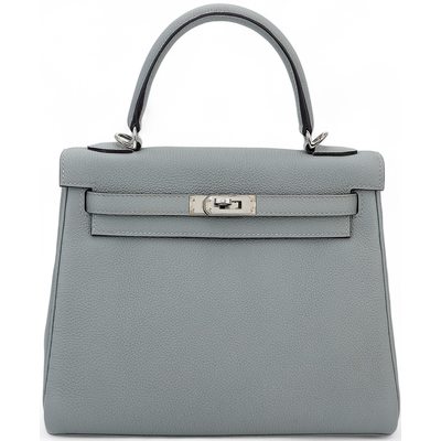 Hermès Kelly Retourne 25 Gris Mouette Togo PHW