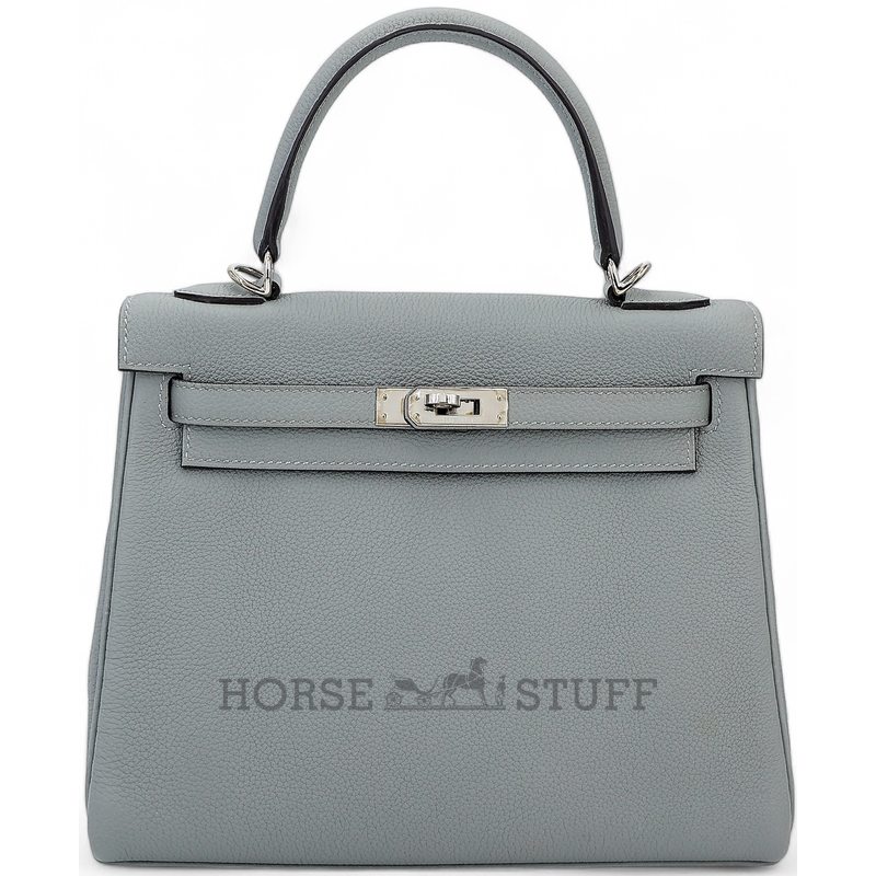 Hermès Kelly Retourne 25 Gris Mouette Togo PHW