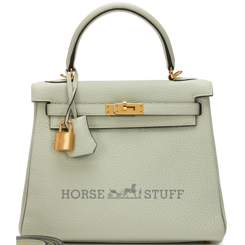 Hermès Kelly Retourne 25 Gris Neve Togo GHW