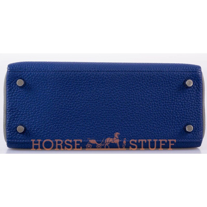 Hermès Kelly Retourne 25 Special Order HSS Blue Electrique / Gris Asphalt Togo PHW