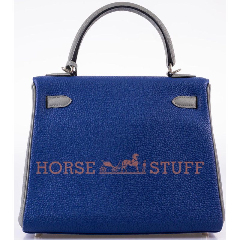 Hermès Kelly Retourne 25 Special Order HSS Blue Electrique / Gris Asphalt Togo PHW