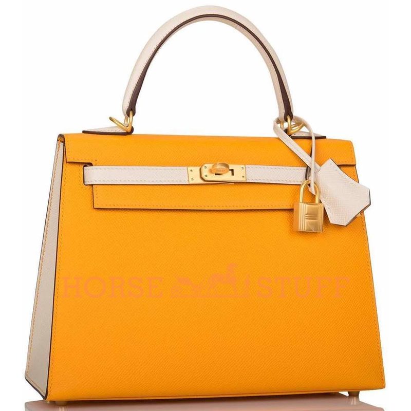 Hermès Kelly Sellier 25 Special Order HSS Jaune d'Or / Craie Epsom BGHW