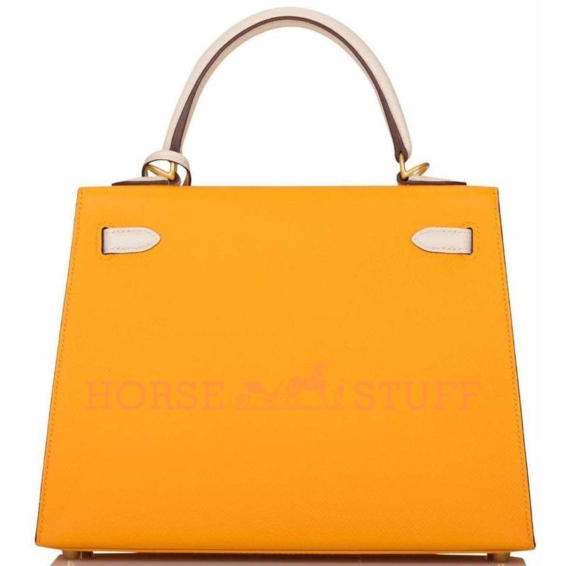 Hermès Kelly Sellier 25 Special Order HSS Jaune d'Or / Craie Epsom BGHW