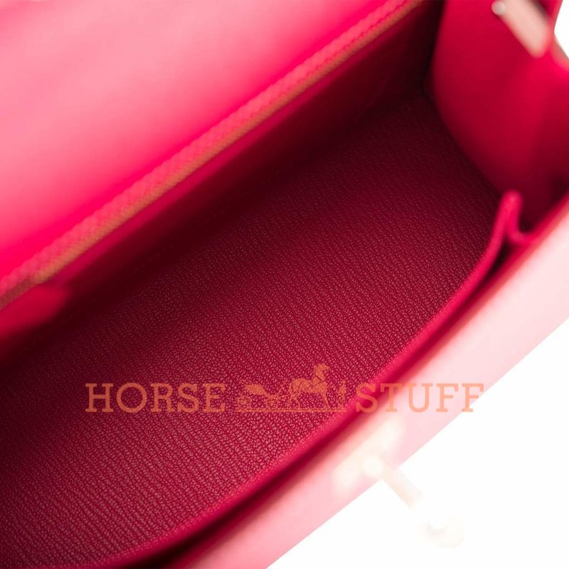 Hermès Kelly Sellier 25 Special Order HSS Rose Extreme / Craie Epsom Permabrass