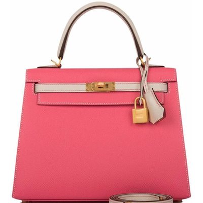 Hermès Kelly Sellier 25 Special Order HSS Rose Azalee / Craie Epsom BGHW 