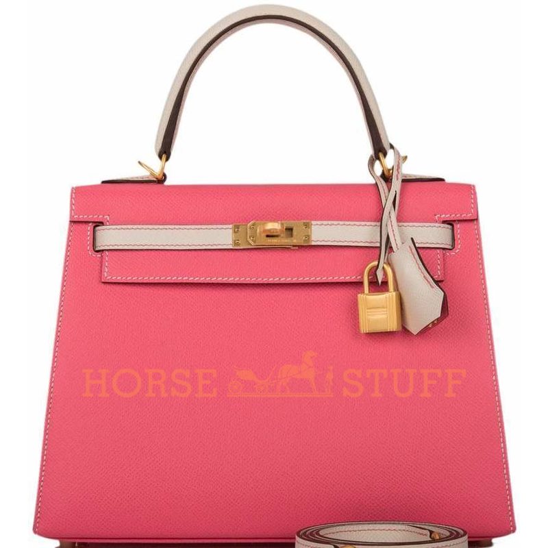 Hermès Kelly Sellier 25 Special Order HSS Rose Azalee / Craie Epsom BGHW