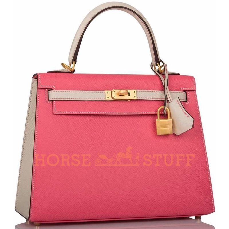 Hermès Kelly Sellier 25 Special Order HSS Rose Azalee / Craie Epsom BGHW