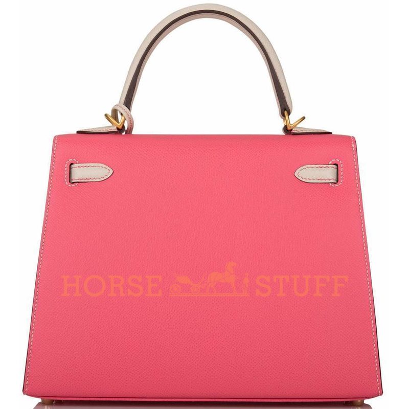 Hermès Kelly Sellier 25 Special Order HSS Rose Azalee / Craie Epsom BGHW