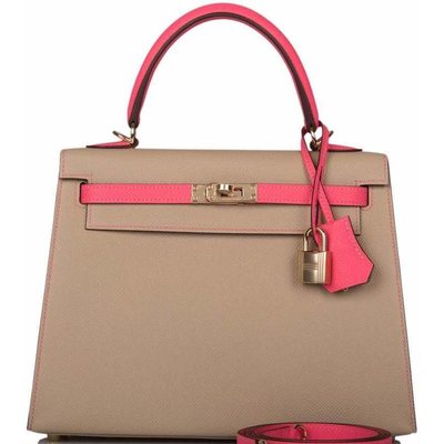 Hermès Kelly Sellier 25 Special Order HSS Trench / Rose Azalee Epsom Permabrass