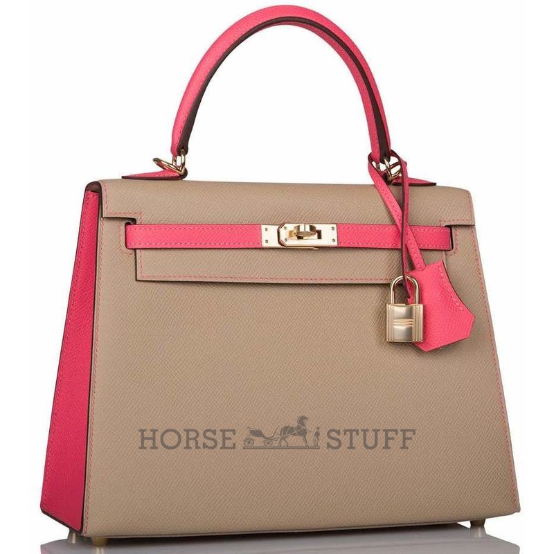 Hermès Kelly Sellier 25 Special Order HSS Trench / Rose Azalee Epsom Permabrass