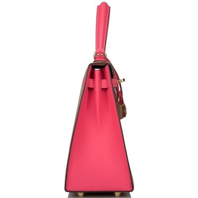 Hermès Kelly Sellier 25 Special Order HSS Trench / Rose Azalee Epsom Permabrass