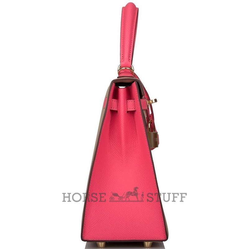 Hermès Kelly Sellier 25 Special Order HSS Trench / Rose Azalee Epsom Permabrass