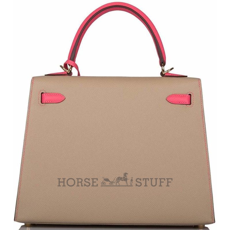 Hermès Kelly Sellier 25 Special Order HSS Trench / Rose Azalee Epsom Permabrass