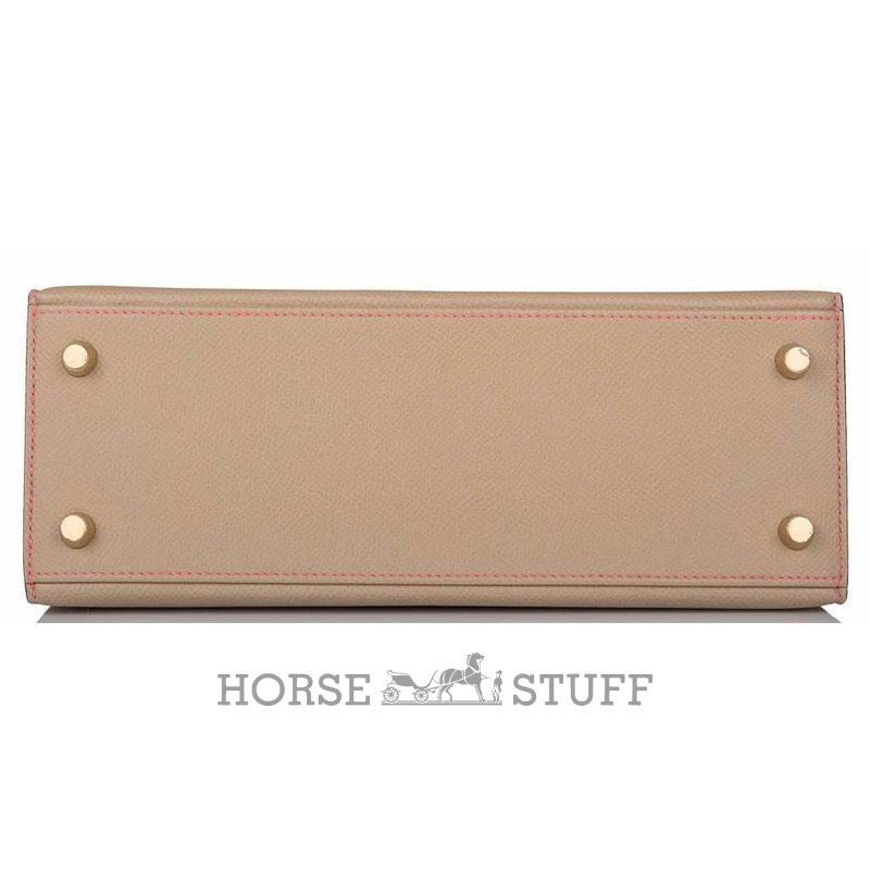 Hermès Kelly Sellier 25 Special Order HSS Trench / Rose Azalee Epsom Permabrass