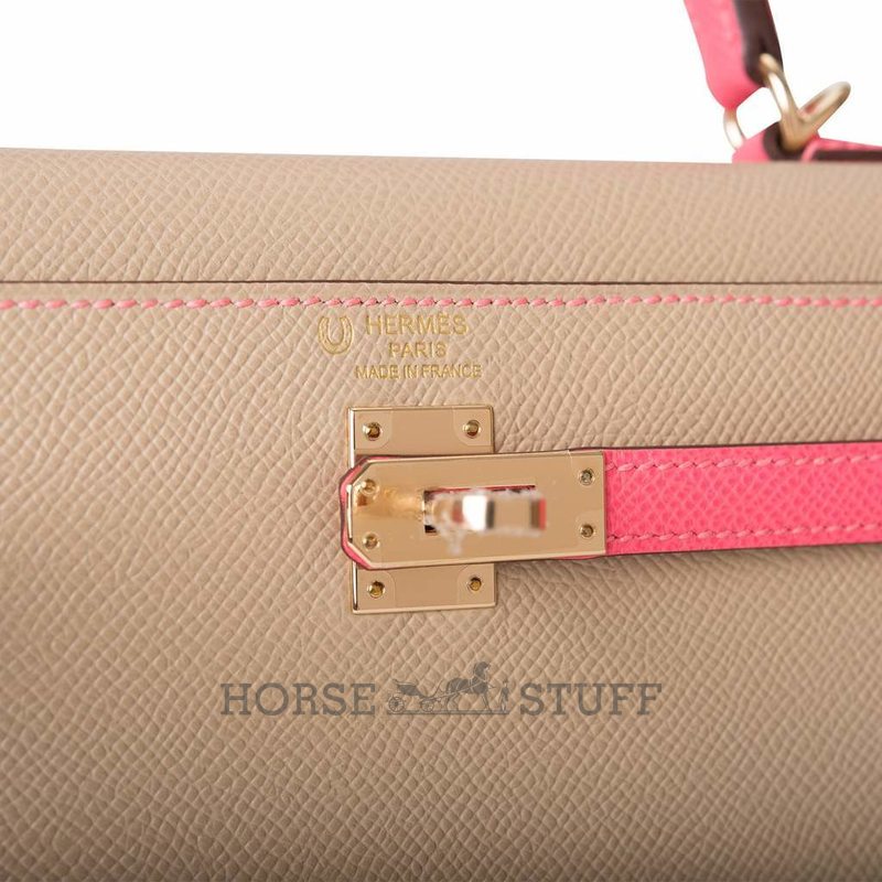 Hermès Kelly Sellier 25 Special Order HSS Trench / Rose Azalee Epsom Permabrass