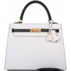 Hermès Kelly Sellier 25 Special Order HSS White / Black Epsom BGHW