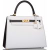 Hermès Kelly Sellier 25 Special Order HSS White / Black Epsom BGHW