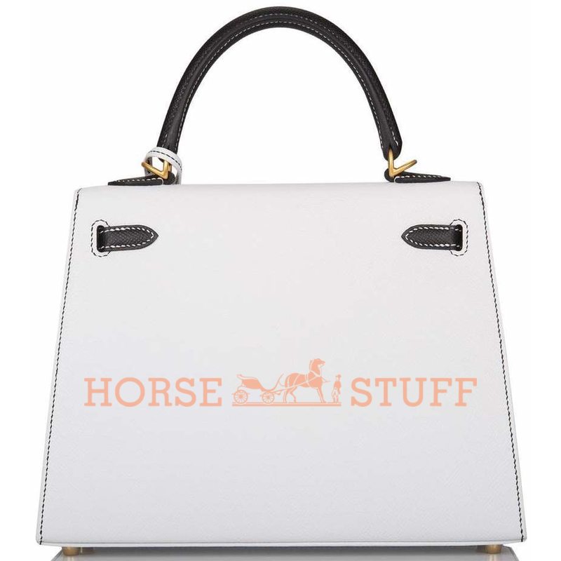 Hermès Kelly Sellier 25 Special Order HSS White / Black Epsom BGHW