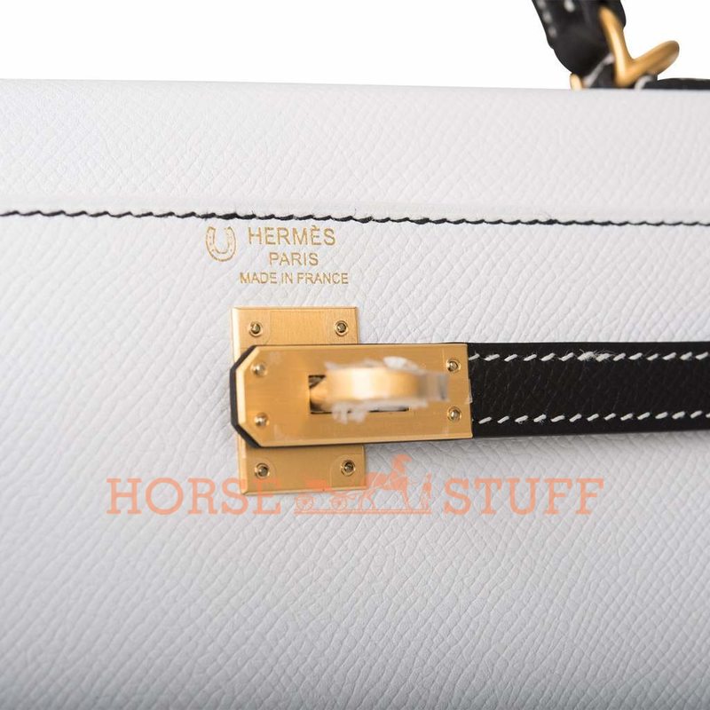 Hermès Kelly Sellier 25 Special Order HSS White / Black Epsom BGHW