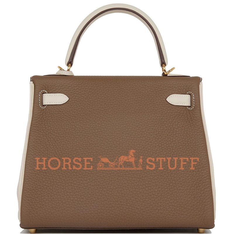 Hermès Kelly Retourne 25 Special Order HSS Etoupe / Craie Togo GHW