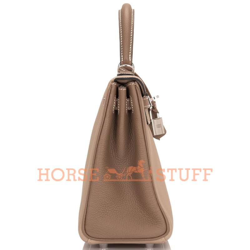 Hermès Kelly Retourne 25 Special Order HSS Gris Tourterelle / Etoupe Togo PHW