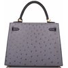 Hermès Kelly Sellier 25 Special Order HSS Gris Agate / Blue Indigo Ostrich BGHW