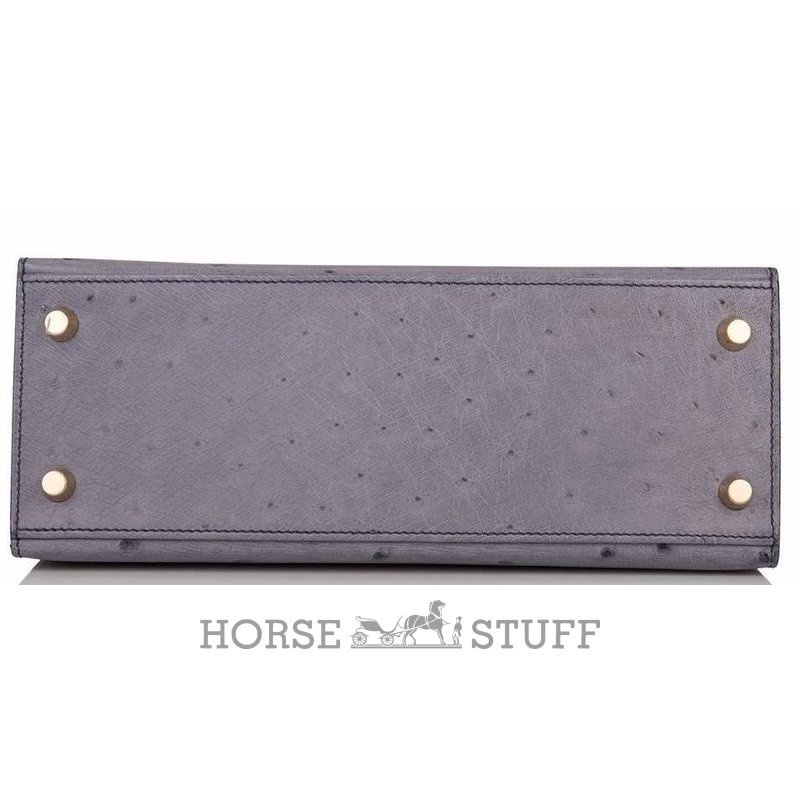 Hermès Kelly Sellier 25 Special Order HSS Gris Agate / Blue Indigo Ostrich BGHW
